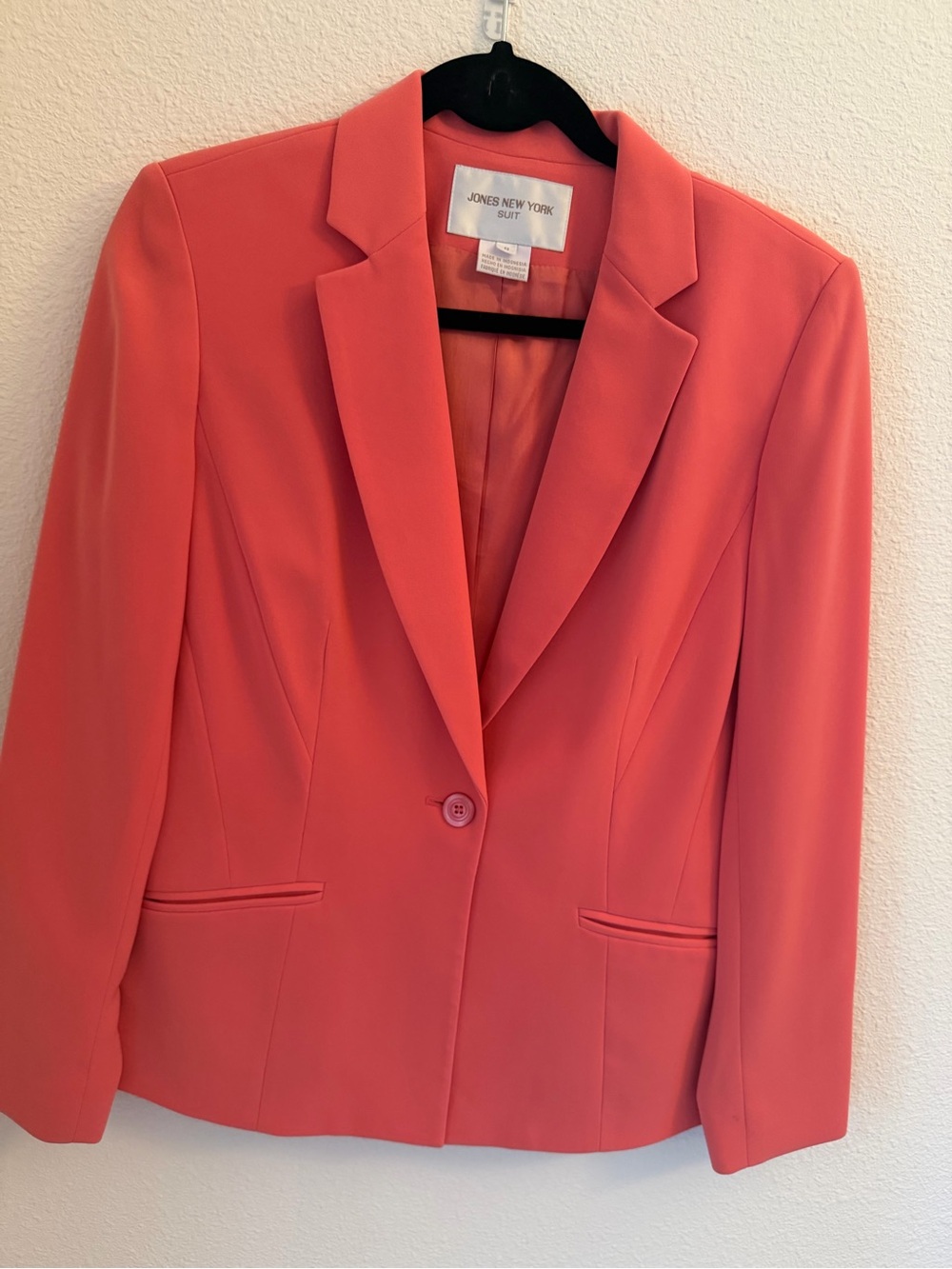 Jones New York Coral-Pink Single-Button Blazer